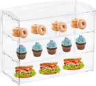 3-Tier Pastry Display Case Countertop, Acrylic Donut Display Box with Rear Door Access, Suitable for Bakery Snack Bar Cafe, 19.3" L x 9" W x 15" H