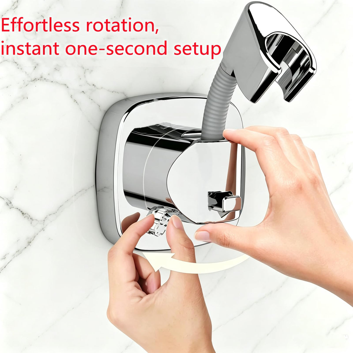360° Swivel Shower Head Holder with Strong Suction Cup, Adjustable No Drill