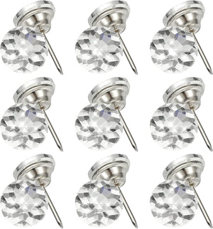 25 Pcs Crystal Upholstery Tacks 18mm Diamond Upholstery Nails for Sofa Furniture Bed Headboard Tufting Wall Decoration DIY Crafts