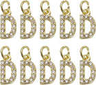 Rhinestone Letter Charm, 10pcs Crystal Zirconia Copper Alphabet D Pendants Slider Letter Charm for Wristbands Bracelets Necklace Jewelry Earring DIY Craft, Gold