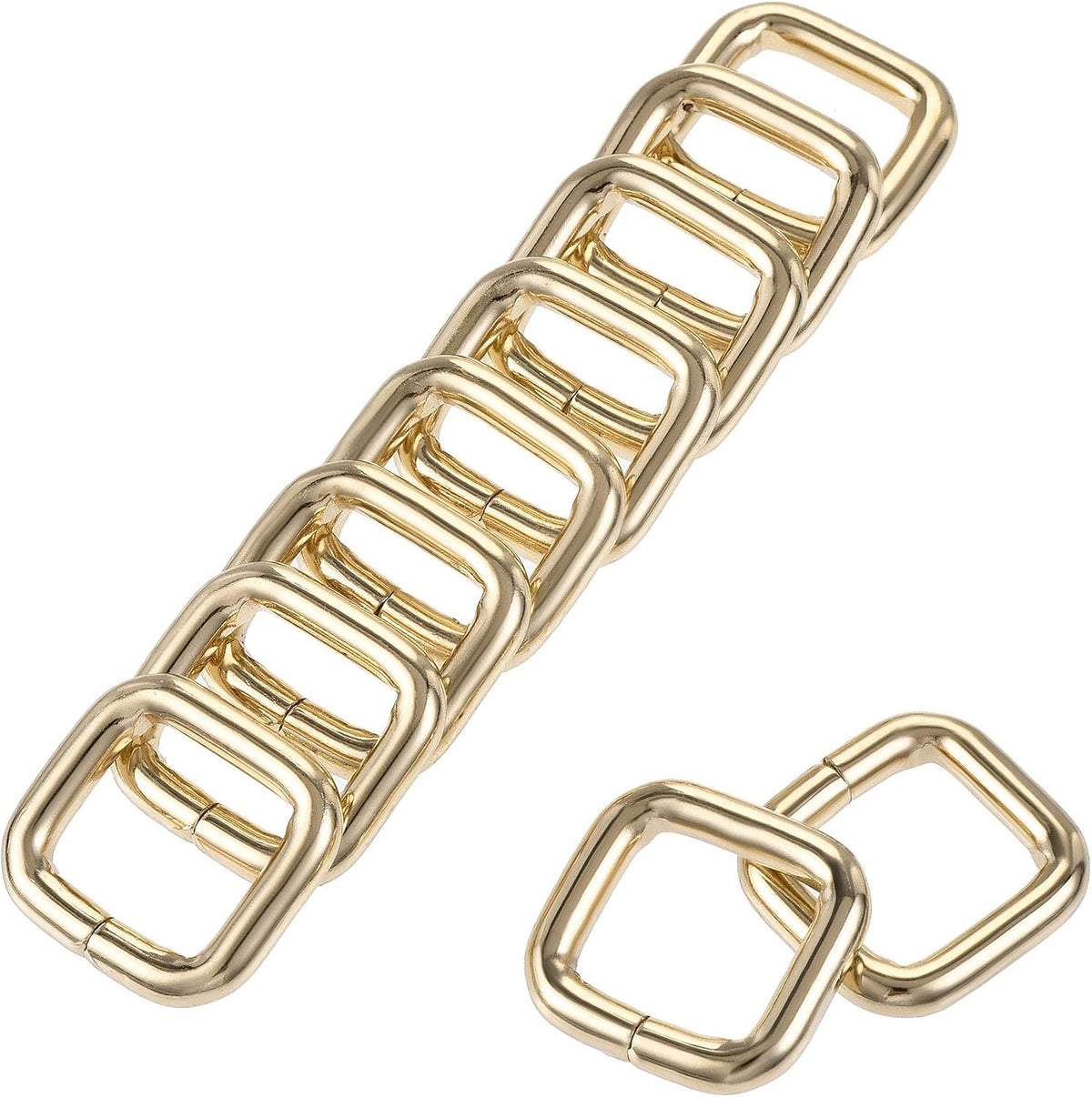 Metal Rectangle Ring Buckles 16x15mm for Bags Belts DIY Gold Tone 10pcs