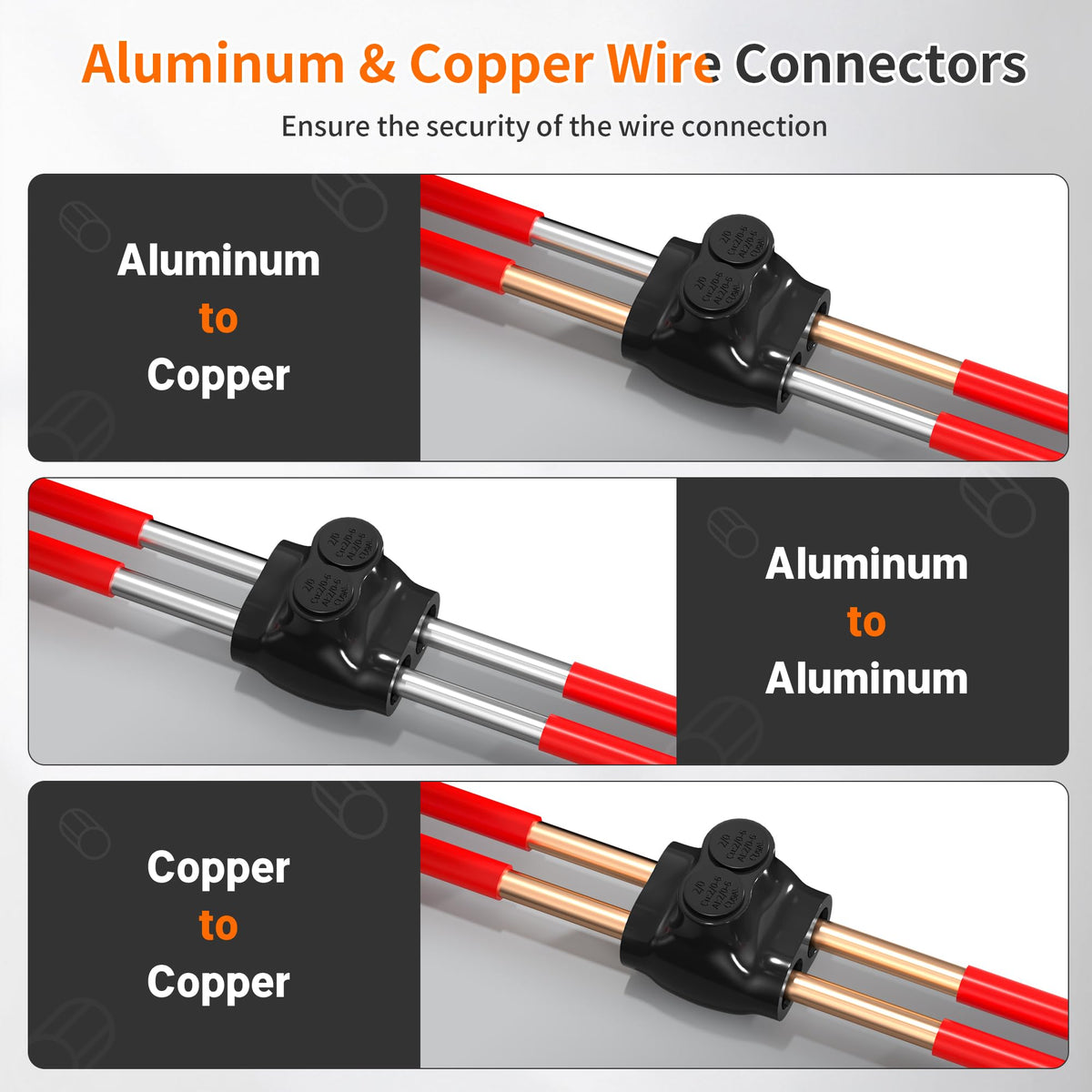 2 Port Insulated Multi Tap Connector 2/0-6 Gauge Wire Connectors Dual Entry Aluminum to Copper Wire Connectors Aluminum Wire Connector with Slotted Allen Hex - 6 Pack