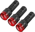3Pcs Red Indicator Light with Buzzer AC/DC 24V, 16mm Panel Mount Flashing Alarm, for Electrical Control Panel, HVAC, DIY Projects