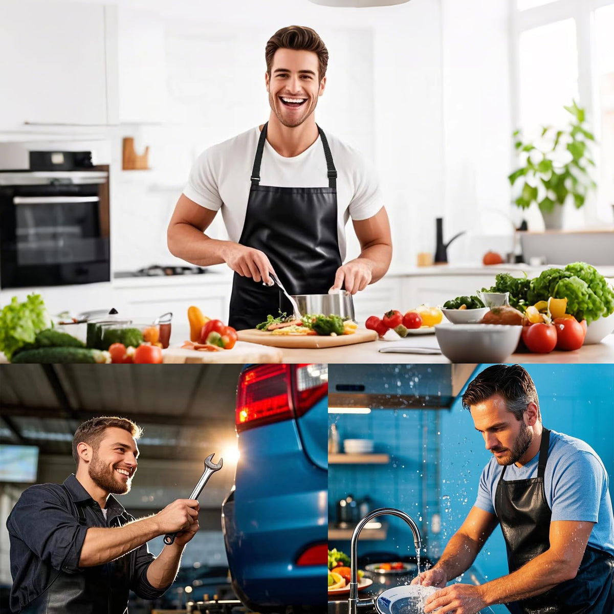 LinkMejor 2-Pack 40in Vinil de Ruber Babador para Cozinha e Laboratório