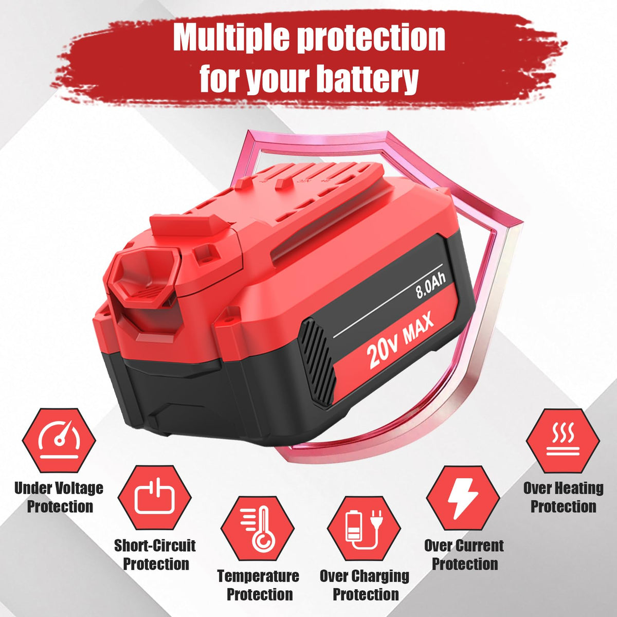 2 Pack 8000mAh CMCB206 Reemplazo para Batería de 20 Voltios Craftsman 8.0Ah