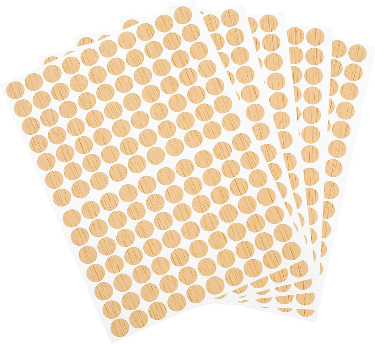 10 Sheets/1400Pcs Screw Hole Stickers, 12mm/0.47inch PVC Self-Adhesive Screw Cover Sticker Dustproof Round Screw Covers Caps for Wooden Furniture Cabinet Shelve, Khaki