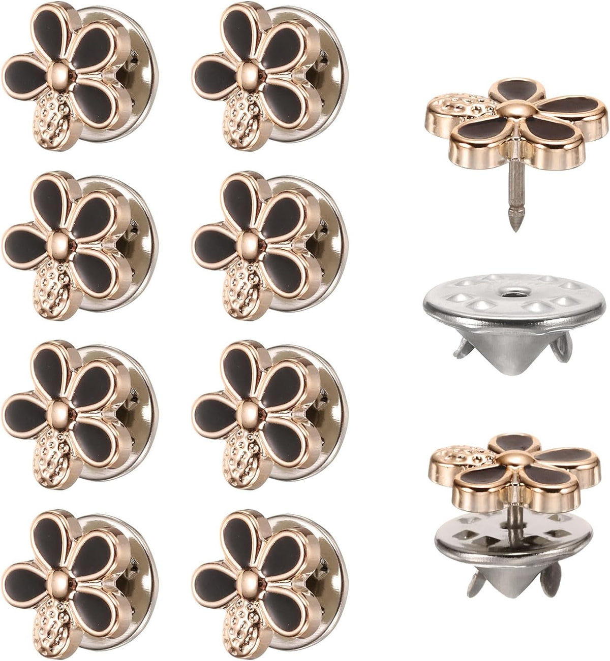 10 Sets Brooch Buttons, 11.5 mm No Sew Buttons Pins Detachable Brooch Anti-Exposure Fixed Cover Up Bottons Pins for Clothes, Coat, Cardigan, DIY Craft (Black)
