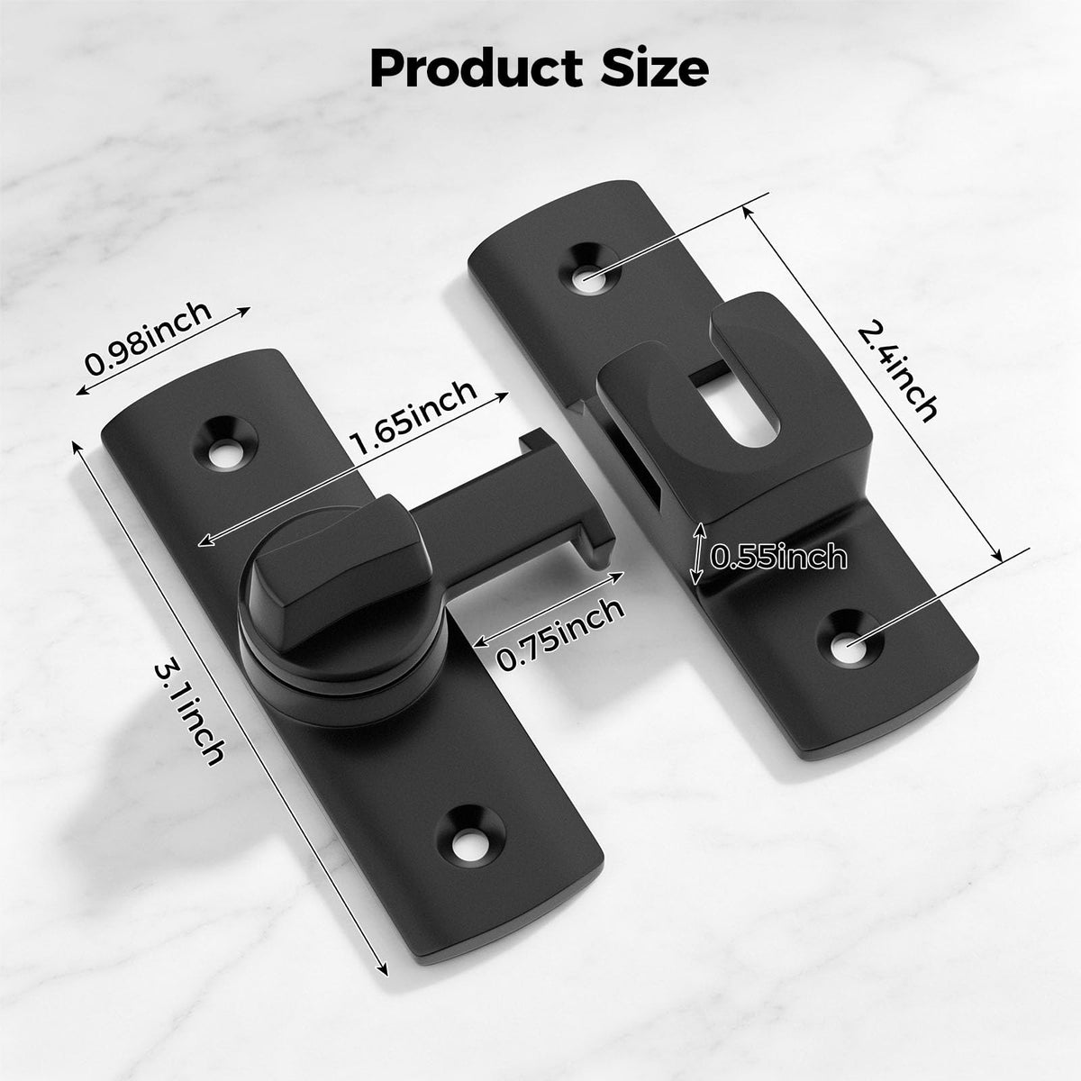 LinkMejor Kapı Kiliti, Çift Kapılı Kapı Kiliti, Siyah, 2-Pack