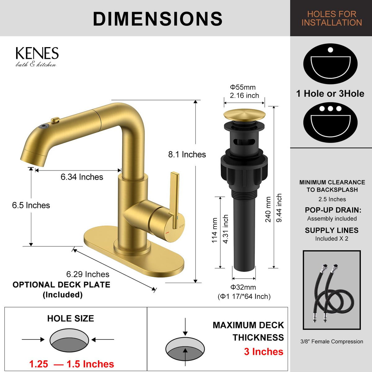 LinkMejor Chuveiro de Banheiro Deslizante, Chuveiro de Vanidade com单一把手, Aço Inox
