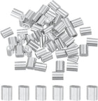 50Pcs Aluminum Crimping Loop Sleeve, 2mm 5/64" Double Ferrule Wire Crimps M2 Cable Crimp for Wire Rope and Cable Crimps, Clamps Line Rope End