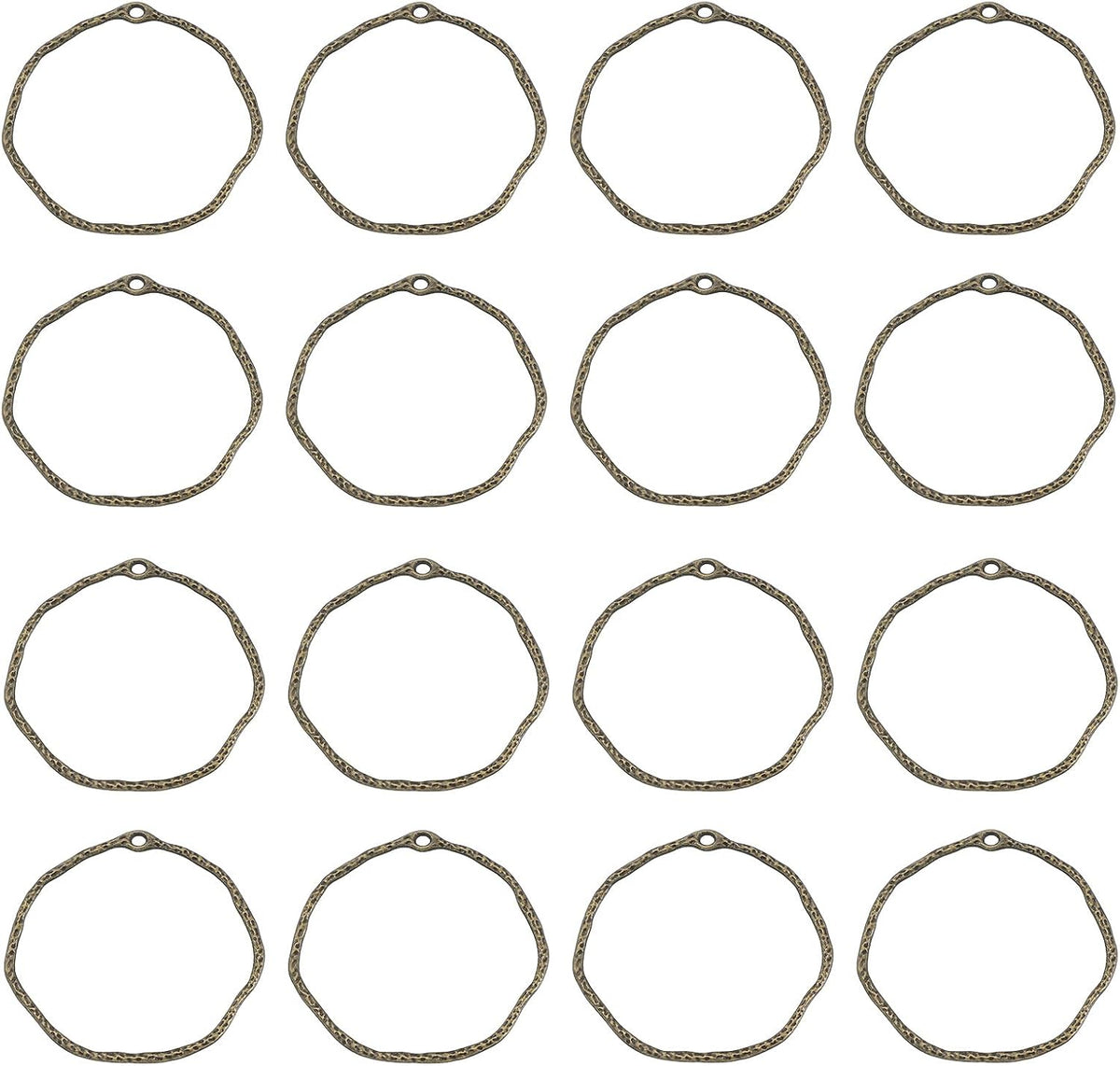 100Pcs Alloy Open Bezel Pendants, Round Open Back Hollow Frame Pendant Geometric for Resin Jewelry Making Earrings Necklace Bracelet DIY, Ancient Bronze