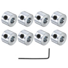 8pcs Set Screw Shaft Collars 1/8" Bore Zinc Plated Steel Shaft Collars, 3/8" OD, 1/4" Width Axle Collar Clamp with Hex Wrench