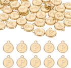 LinkMejor 52pcs Letter Charm, Enamel Letter Pendants, Alphabet P Pendants Double Sided Beads Charm for DIY Bracelet Necklace Pendants Earring Jewelry, Champagne Gold