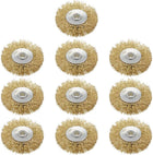 2-Inch Wire Wheel Brush Bench Brass Plated Crimped Steel with 1/4-Inch Arbor Hole 10 Pcs