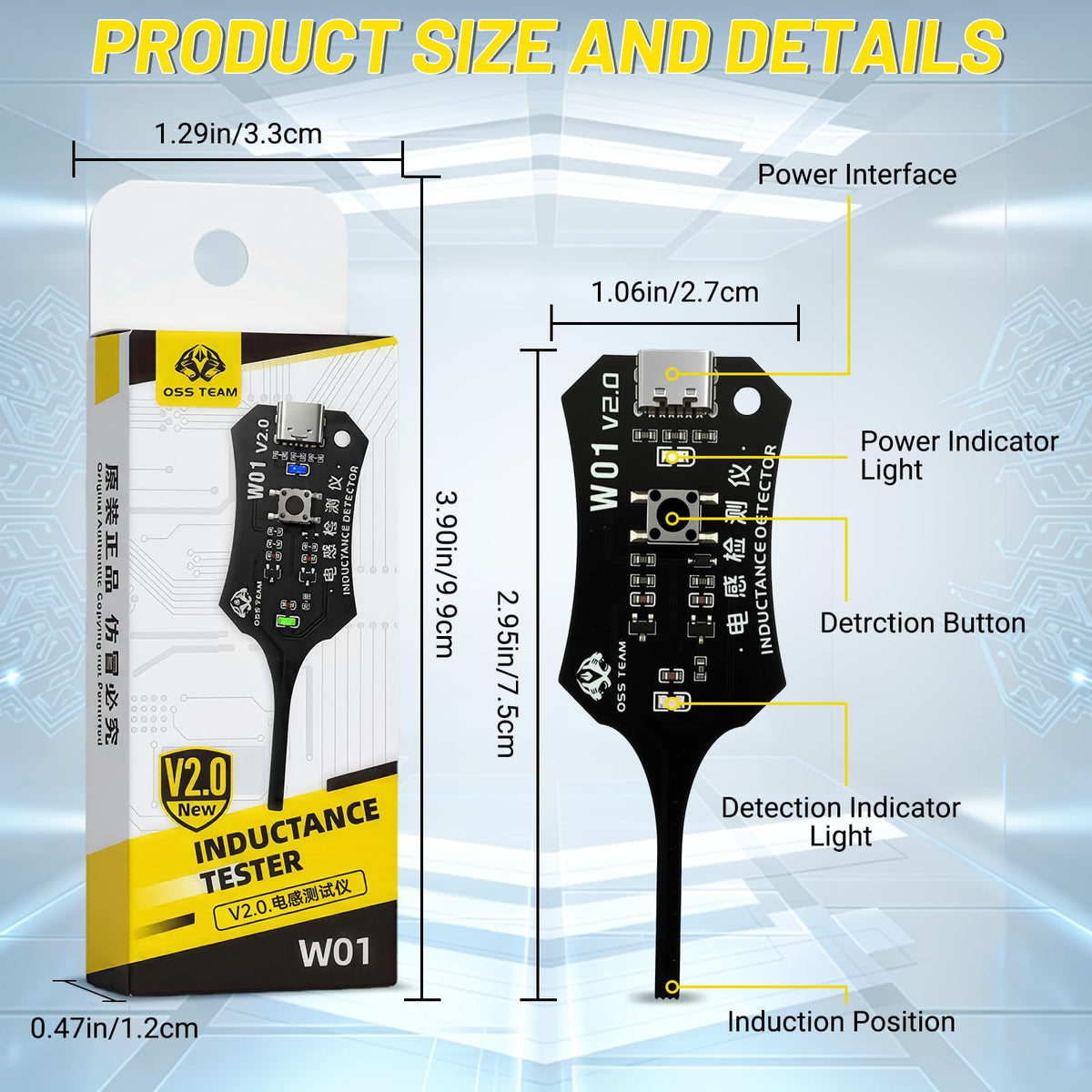 2szt. High Precision Mainboard Coil Inductance Tester (zasilany Type-C)