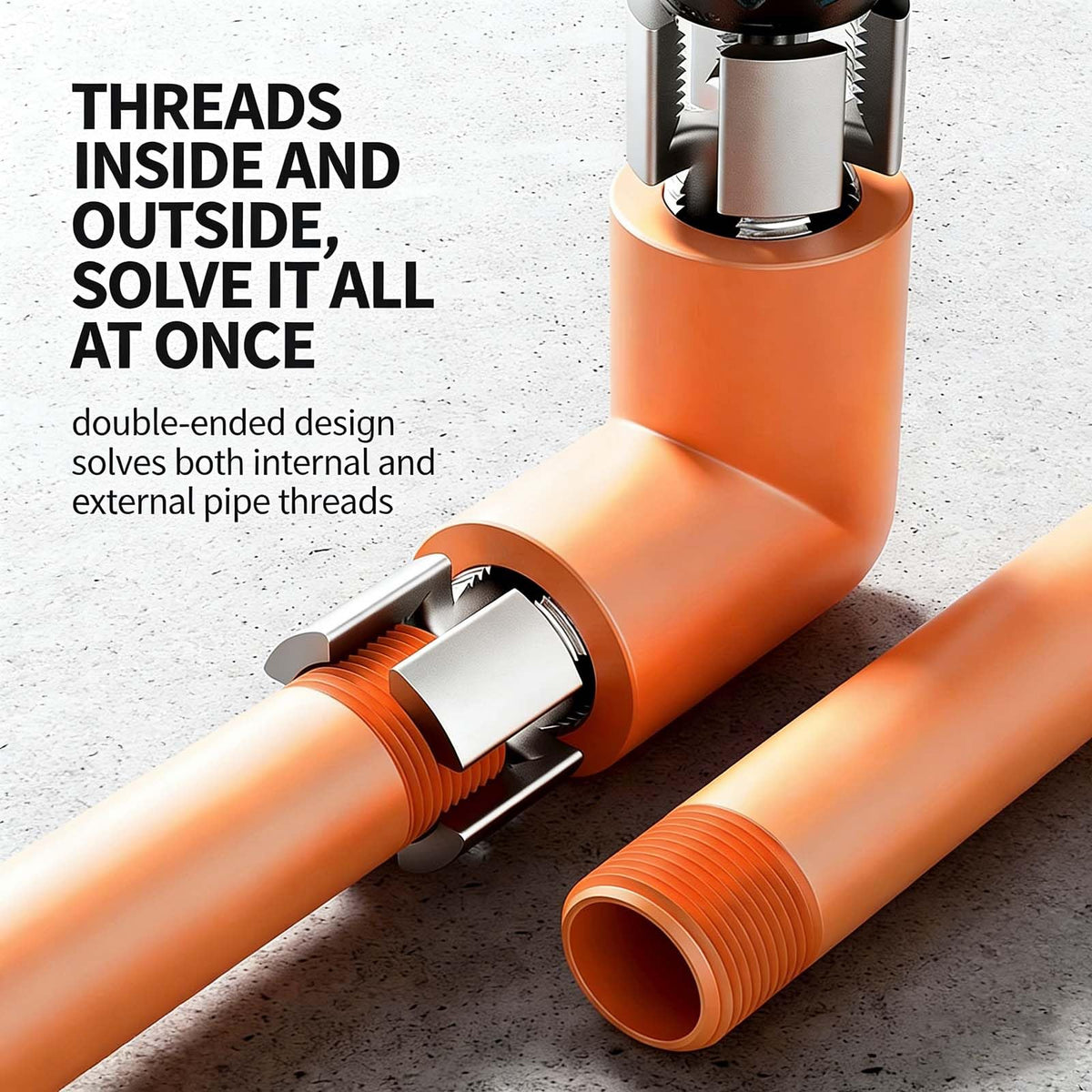 LinkMejor 3PCS Integrated Pvc Pipe Threader Tool - 1/2" & 3/4" & 1" Dual-Function Internal External Pipe Threading Tool for Water Pipe, Duty Pipe Thread Cutting Tool Set-Electric Drill Compatible