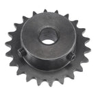 22 Tooth Roller Sprocket B Type, #25 Chain, Single Strand 1/4" Pitch, 10mm Bore Black Oxide C45 Carbon Steel with Set Screws for ISO 04C