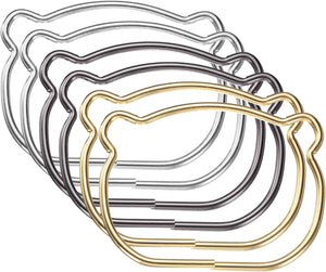 6Pcs Metal Purse Handle, Bear Head Handbag Ring Buckle Bag Handle Replacement for DIY Handmade Woven Bag Luggage Hardware Accessories, Gold/Gunmetal/Silver