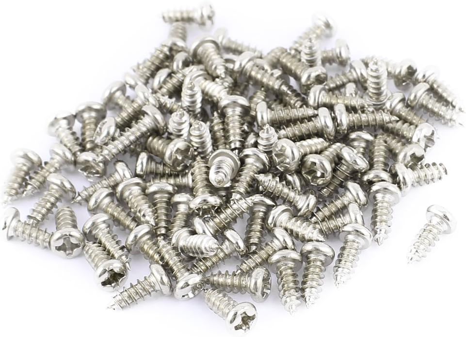100pcs M3 X 8mm Stainless Steel Cross Pan Head Self Tapping Screws Bolts