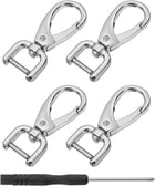 LinkMejor 4Pcs Swivel Clasps Hook, 12mm(0.5 Inch) D Ring Detachable Snap Hook Metal Lobster Claw Clasp Hook with Screwdriver for Purse Keychain DIY Craft, Silver