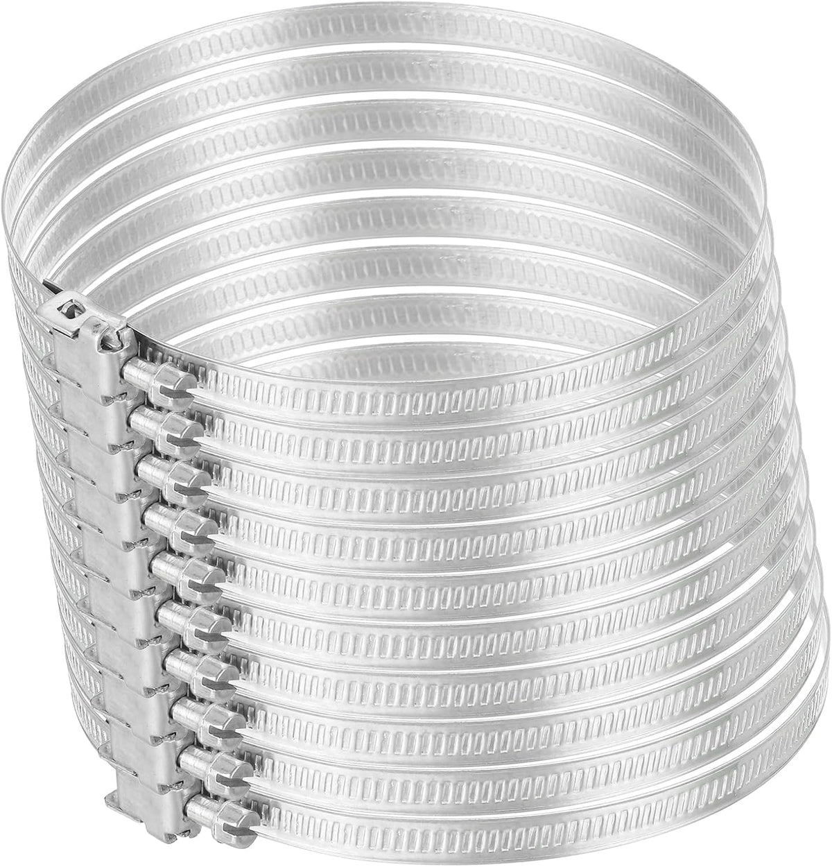 5 Inch 430 Stainless Steel Duct Clamps, 20 Pcs Adjustable Hose Clamps with Worm Gear Pipe Clamp Air Duct Clamp for Flexible Ducting Heating Cooling Exhaust Ventilation
