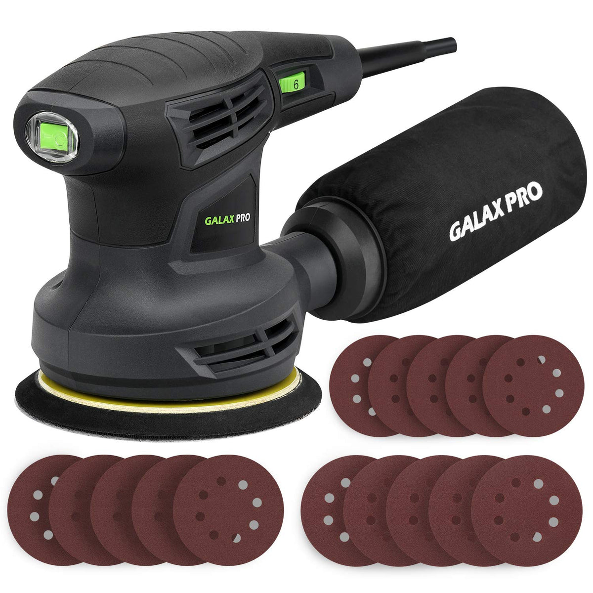 LinkMejor 13000OPM Random Orbital Sander 6 Variable Speed with 15 Sandpaper