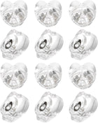12Pcs Silicone Earring Backs, Soft Clear Earring Stoppers Replacement Heart Shape Earring Backs for Studs Fish Hook Earrings, 3.8mm White Gold