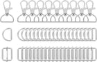 50 Pcs Key Chain Swivel Hook Set, Keychain Clip Hook with D Rings and Slide Buckles for Purses Keychain Lanyard Handbags, Silver(3/4 Inch)