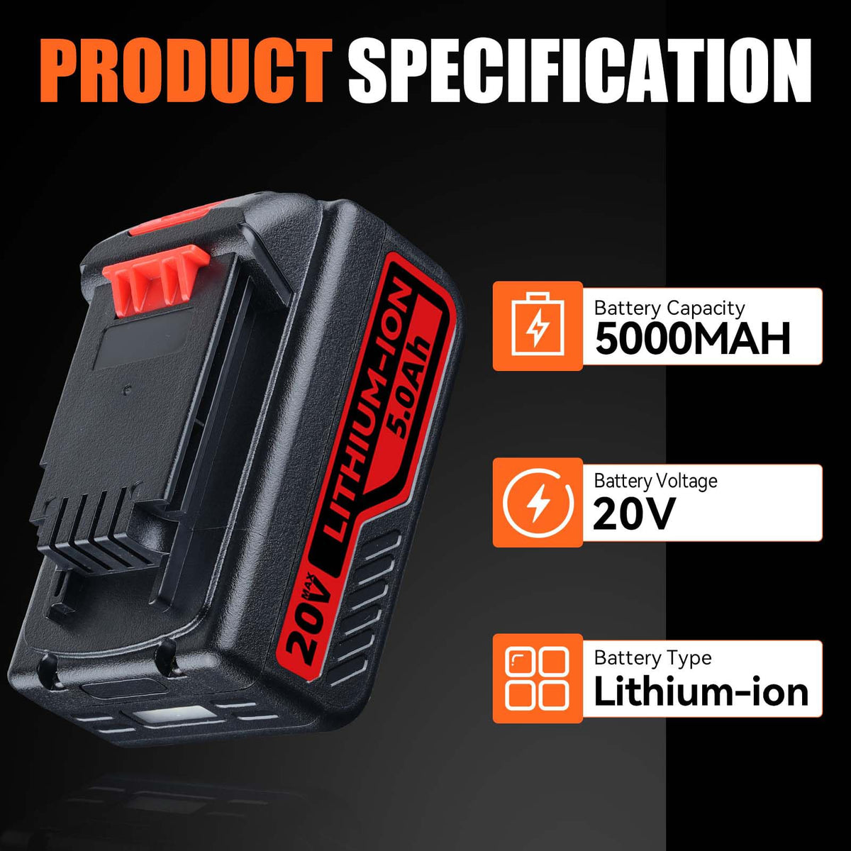 2Pack 5.0Ah Premium Ganti untuk Black and Decker 20V Battery LB2X4020