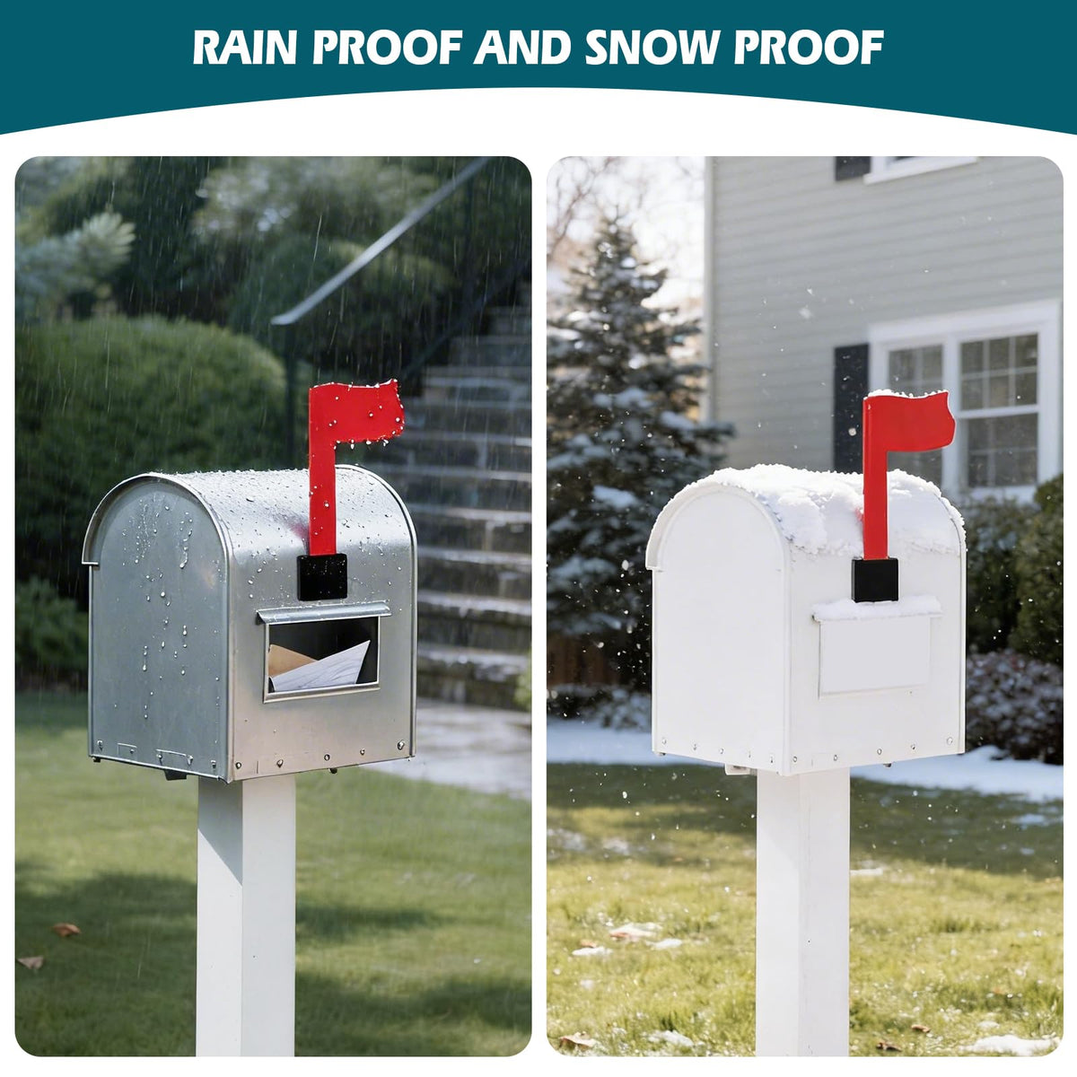 Universal Mailbox Flag Vervangingskit voor Post Mount- en Wall Mount Mailboxes – Gemakkelijk te installeren, windbestendig en zonder gereedschap – met sterk adhesief (rood) 1 pak