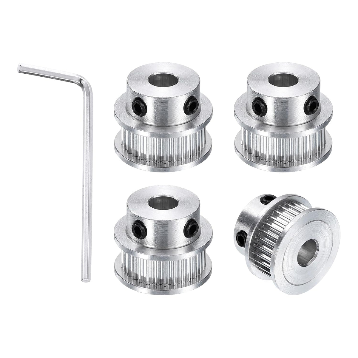 4pcs GT-2 30T Pulley Synchronous Wheel 6.35mm Bore, Aluminum Timing Pulley 30 Teeth, Fit Width 6mm Timing Belt for 3D Printer CNC Machine (with A Wrench)