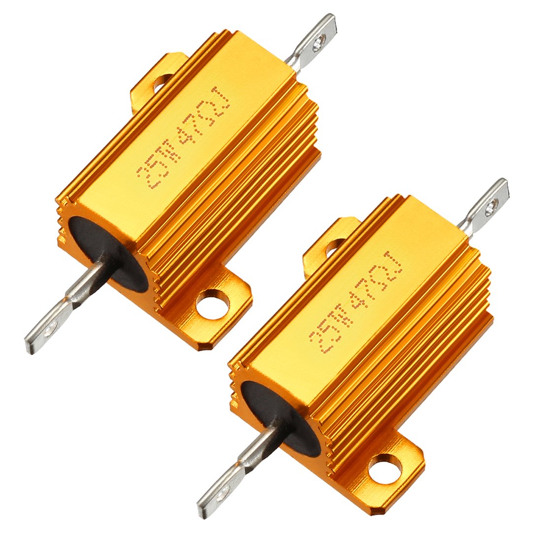 25W 47 Ohm 5% Aluminum Housing Resistor Screw Tap Chassis Mounted Aluminum Case Wirewound Resistor Load Resistors Gold Tone 2 pcs