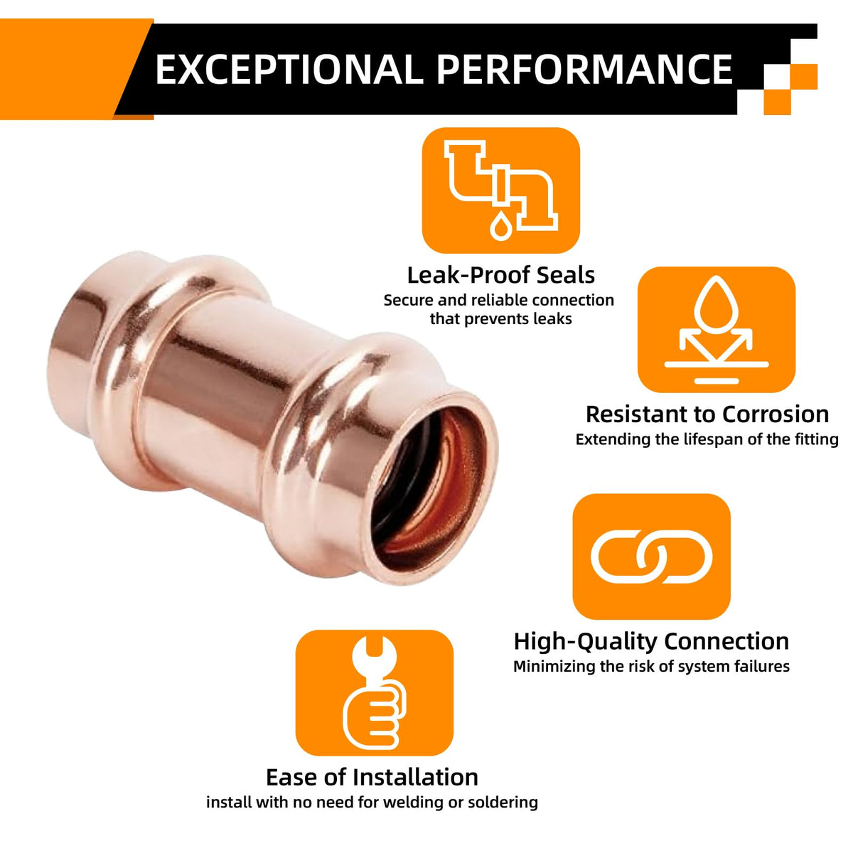 LinkMejor 3/4" Kupfertrykkobling Fittings til Kupferrør Reparation 10 Pakke