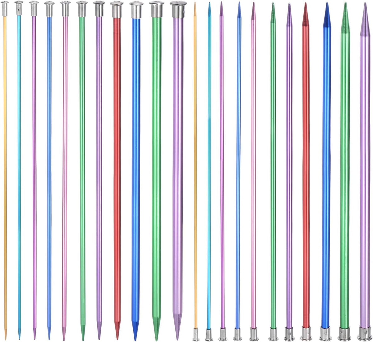 22Pcs Aluminum Knitting Needles Set 3-10mm Single Pointed Knitting Needle 13.8 Inches Length Metal Weaving Tool for Handmade Projects DIY