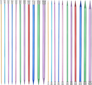 22Pcs Aluminum Knitting Needles Set 3-10mm Single Pointed Knitting Needle 13.8 Inches Length Metal Weaving Tool for Handmade Projects DIY
