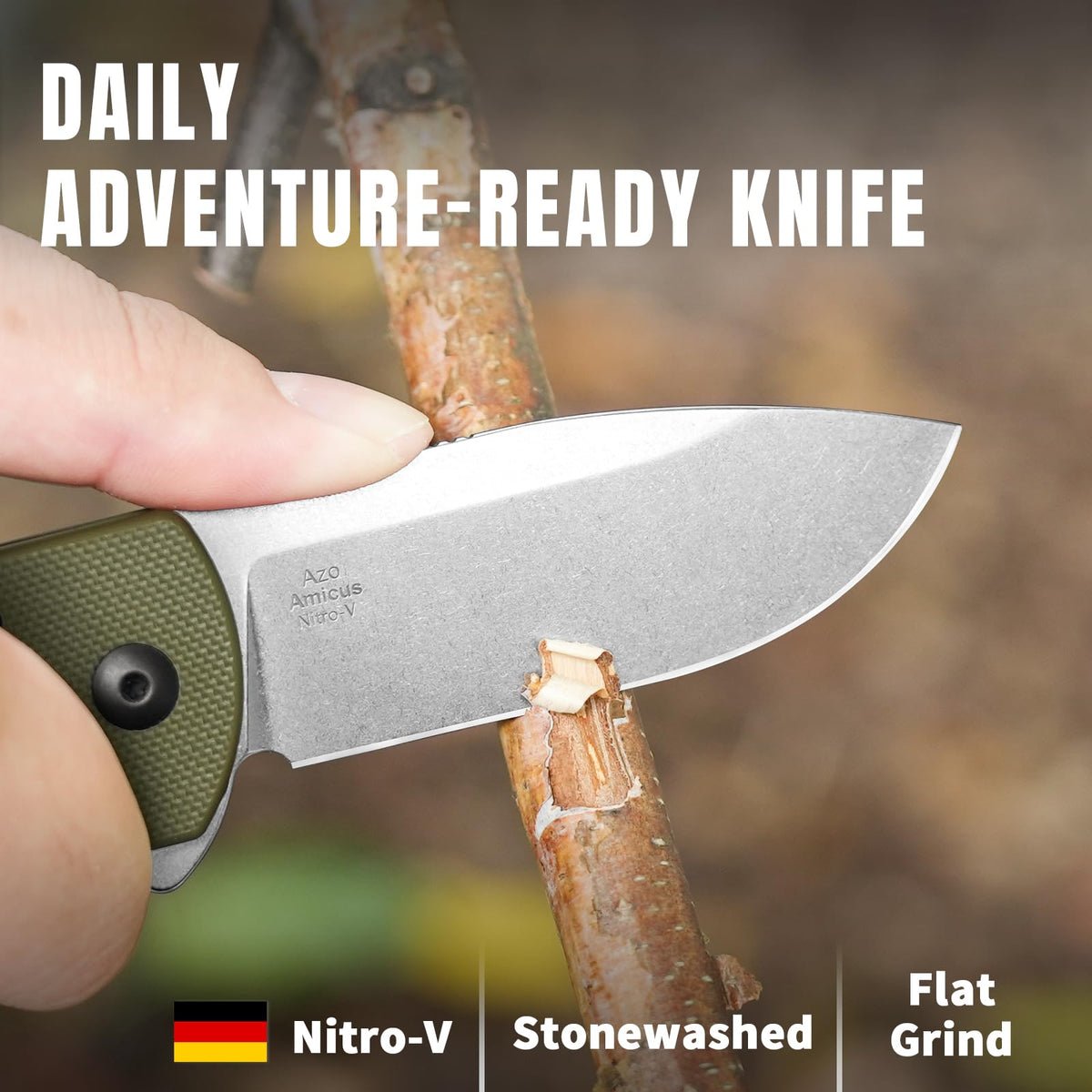 LinkMejor Amicus Taschenmesser, 2.95” Satin Nitro V Klinge Kleiner EDC Messer