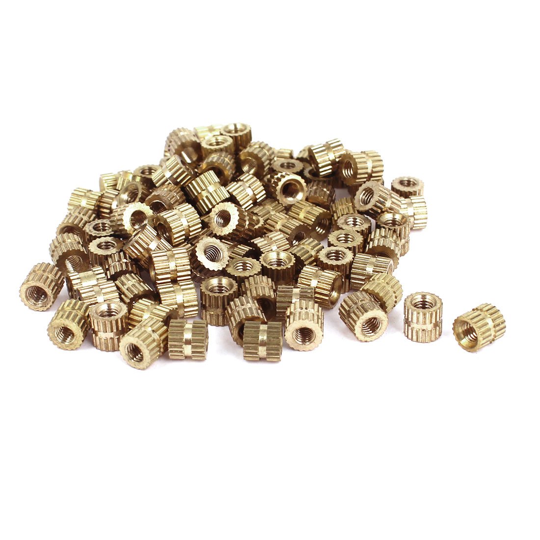 Knurled Insert Nuts - 100Pcs M3 x 0.5mm Female Thread Brass Threaded Insert Embedment Nut for 3D Printer
