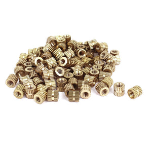 Knurled Insert Nuts - 100Pcs M3 x 0.5mm Female Thread Brass Threaded Insert Embedment Nut for 3D Printer