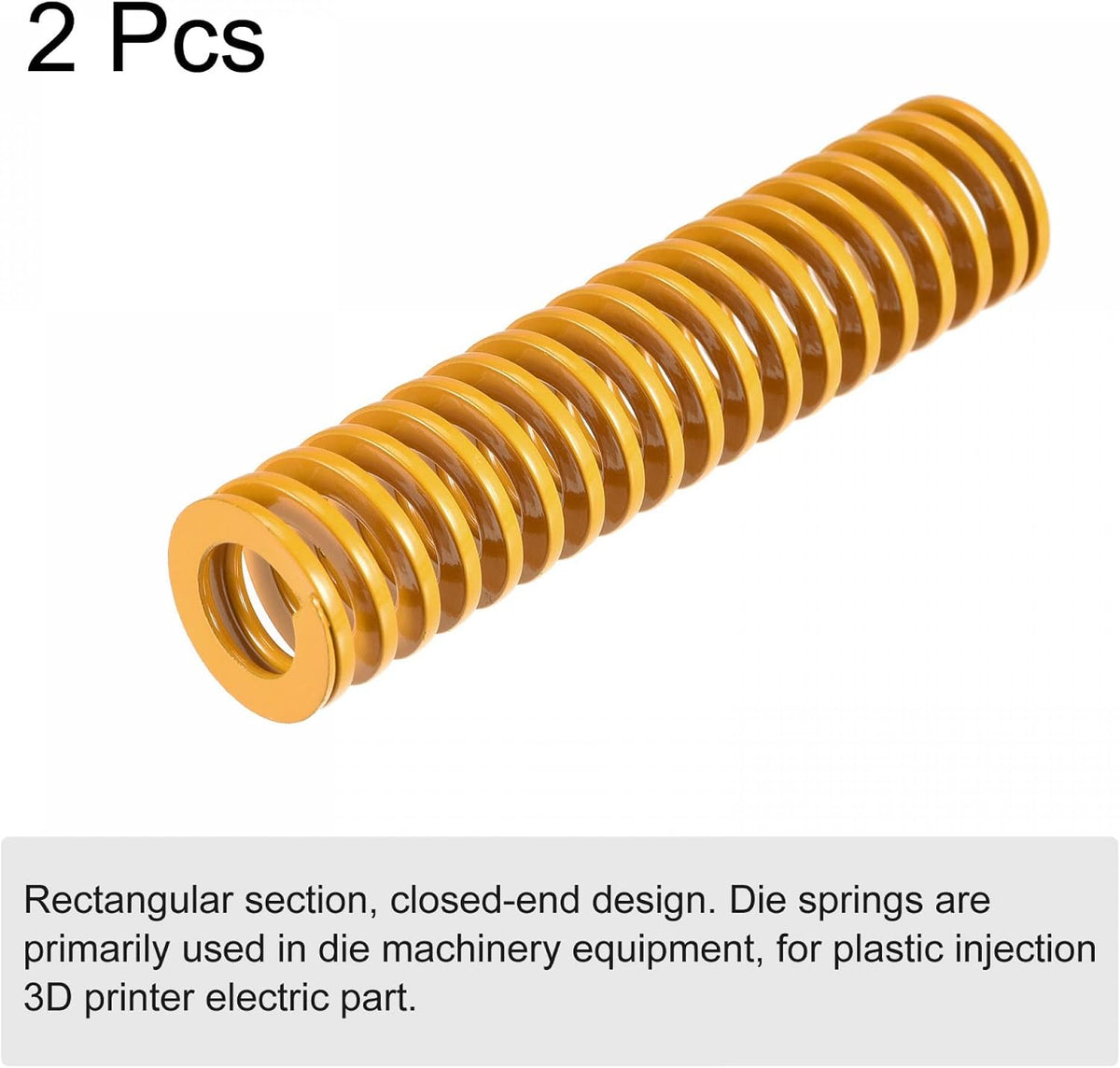 3D Printer Die Spring, 20mm OD 90mm ยาว 2 ชิ้น Spiral Stamping Light Load Compression Mould Die Springs สำหรับ 3D Printer Electric Part, สีเหลือง