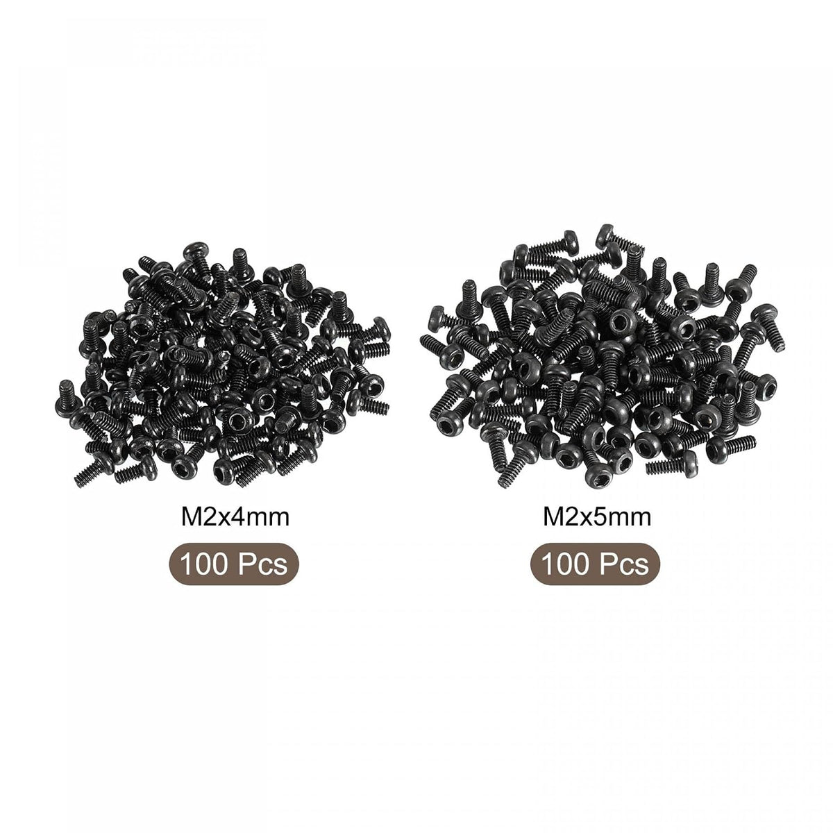 M2x4mm, M2x5mm, 10,9 mm, Gusseisen-Bolzenhülsen-Sockel-Schrauben, insgesamt 200 Stück