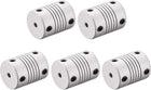 3mm to 5mm Aluminum Alloy Shaft Coupling Flexible Coupler Motor Connector Joint L25xD19 Silver,5pcs