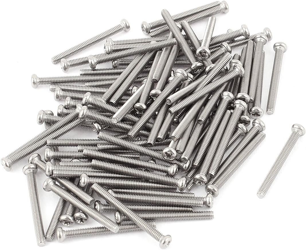 M2.5 x 25mm 304 Stainless Steel Phillips Round Head Screws Bolt 60pcs