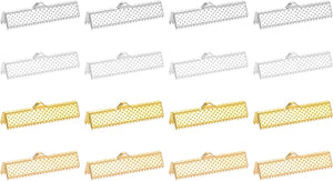 200Pcs 30mm Ribbon Crimp Clamp Ends, Bookmark Pinch Crimp Ends, Fasteners Clasp Crimp Ends for Bracelet Necklace Jewelry Making, 4 Colors