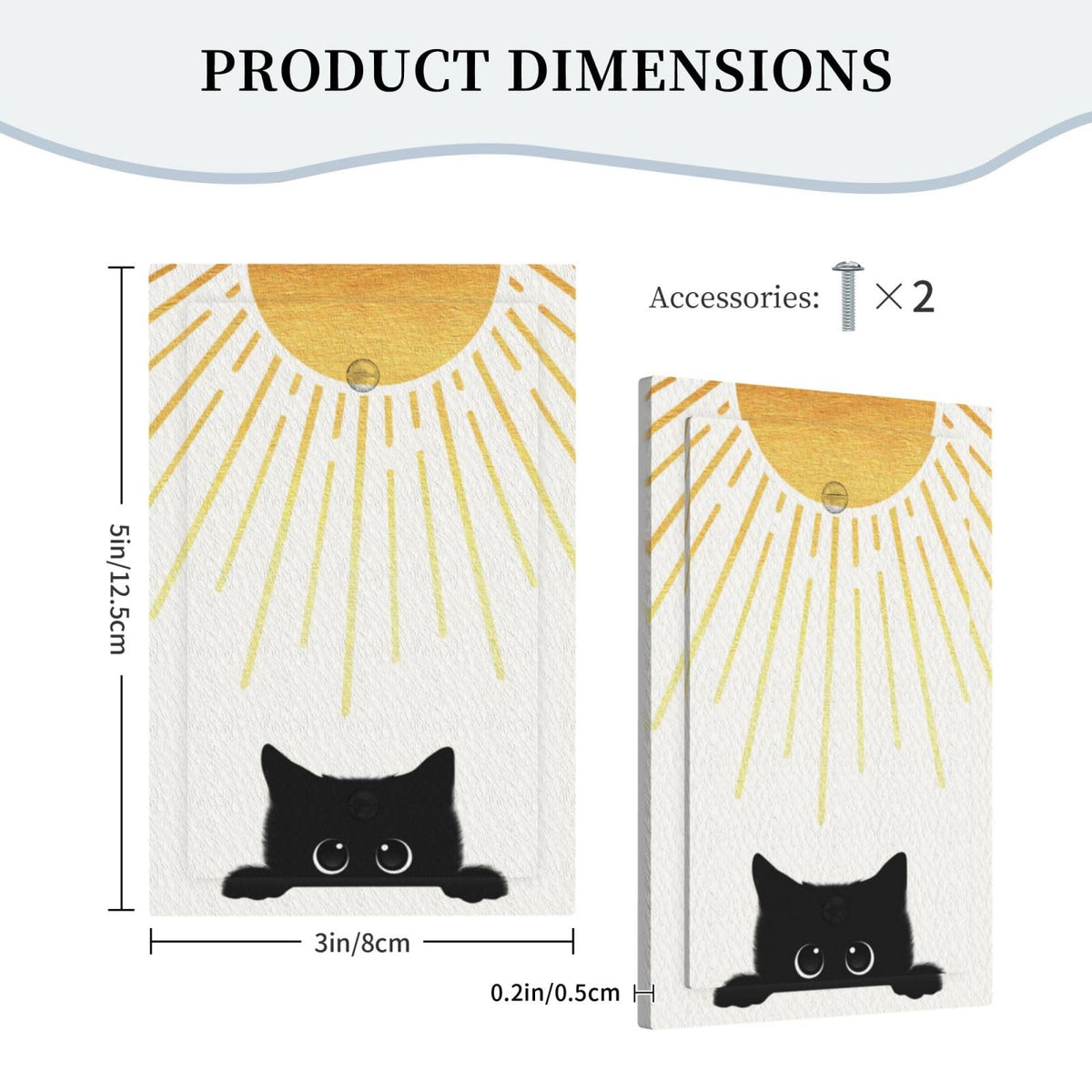 LinkMejor Copertura Placca Interruttore Luce Decorativa Gatto Nero Sole Oro 1 Gang Senza Dispositivo Singolo Copertura Spia di Uscita Singola Coperture a Muro per Prese Elettriche Frontale per Decorazione Camera da Letto