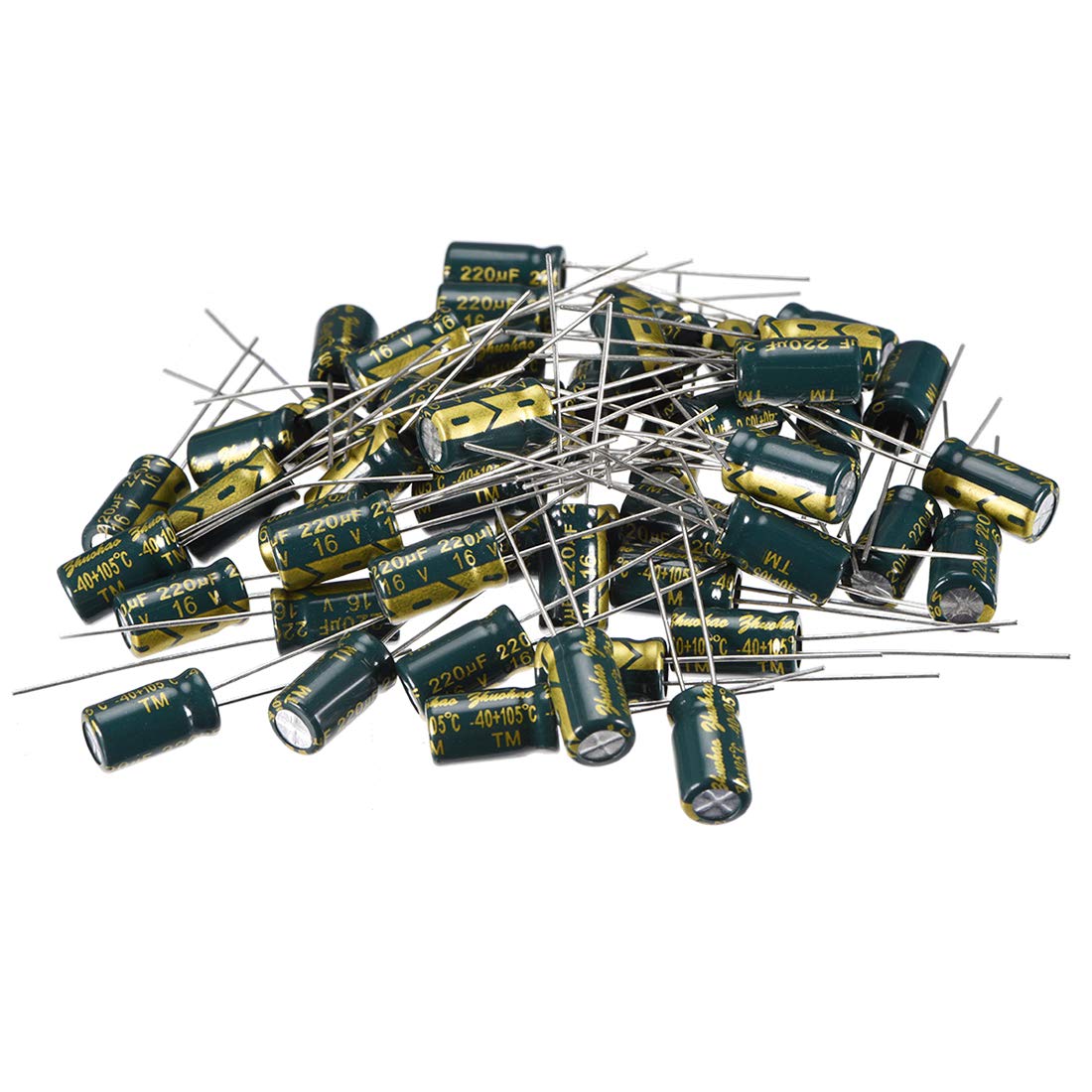 Aluminum Radial Electrolytic Capacitor Low ESR Green with 220uF 16V 105 Celsius Life 3000H 6.3 x 11 mm High Ripple Current,Low Impedance 50pcs
