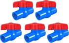 Ball Valve, G1/2 Female Thread PVC Valve for Aquarium Setup, Sump Pump, Pool, Garden Sprinkler Blue Red 5Pcs