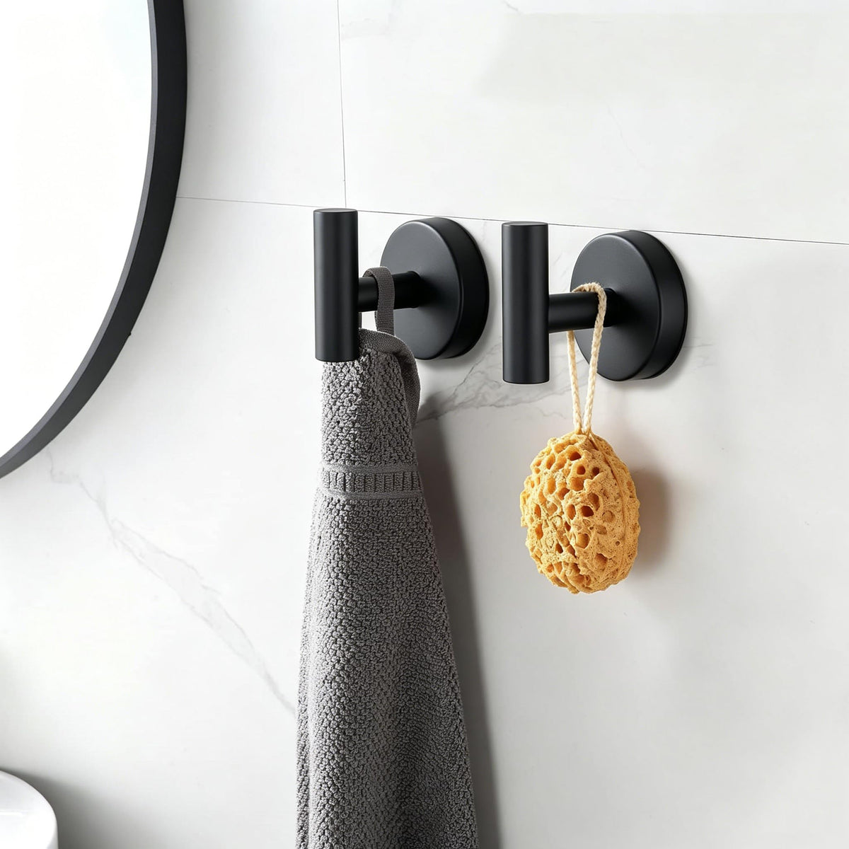 LinkMejor 2 Paires de Crochets à Supports de Suction Noirs Amovibles, Mattes, pour la Douche, en Acier Inoxydable SUS304