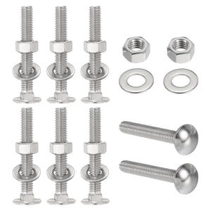 Carriage Bolts Screws 8 Sets, 5/16-18 x 2-1/4" 304 Stainless Steel Bolts Assortment Round Head Square Neck with Hex Nuts & Flat Washers Full Thread Coverage - Silver