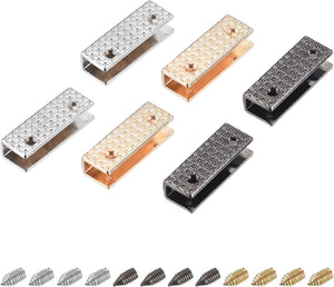 Edge Buckle Tip, Metal Zipper Clip with Screws End Caps for Leather Sewing Decoration DIY Accessories