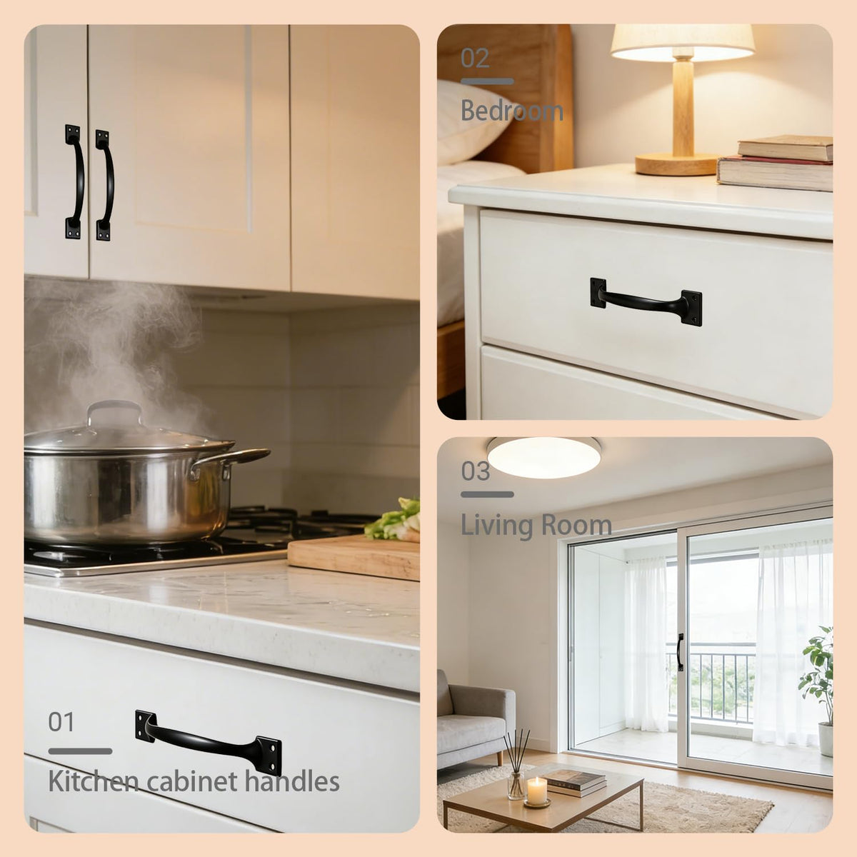 6PCS Tarik Kabinet & Tang Kunci Pintu, Pull Kisi Kamar Makan Premium 5.6-Inch